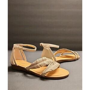 CARLOS by CARLOS SANTANA Tempo Rose Gold/Bronze Tan Low Wedge Heel Sandal Boho 6